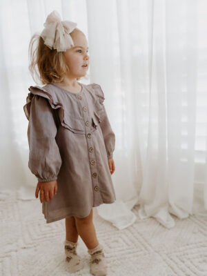 Hadley Lavender Dress - Cotton Linen Blend Fabric
