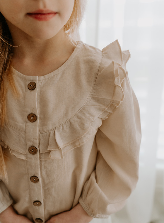 Hadley Cream Dress - Cotton Linen Blend Fabric