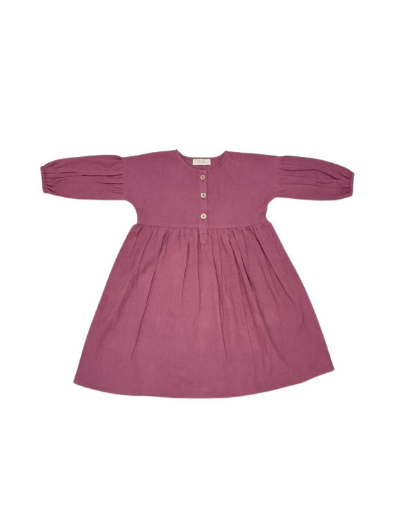 Hattie Purple Dress- Cotton Linen Fabric