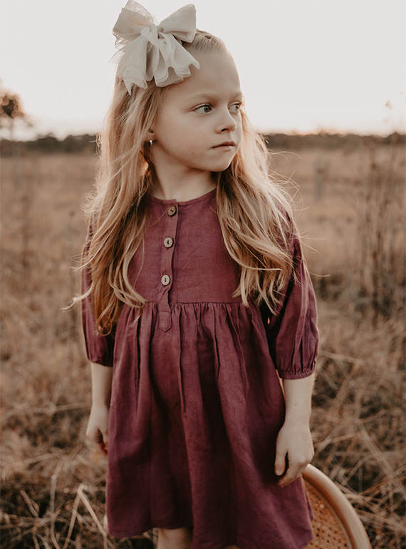 Hattie Purple Dress- Cotton Linen Fabric