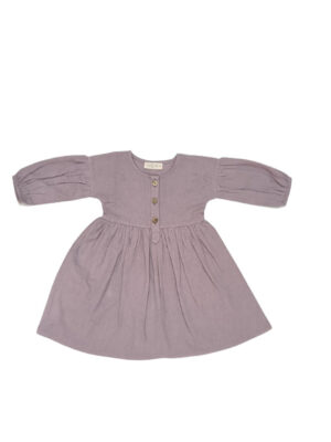 Hattie Lavender Dress - Cotton Linen Blend Fabric