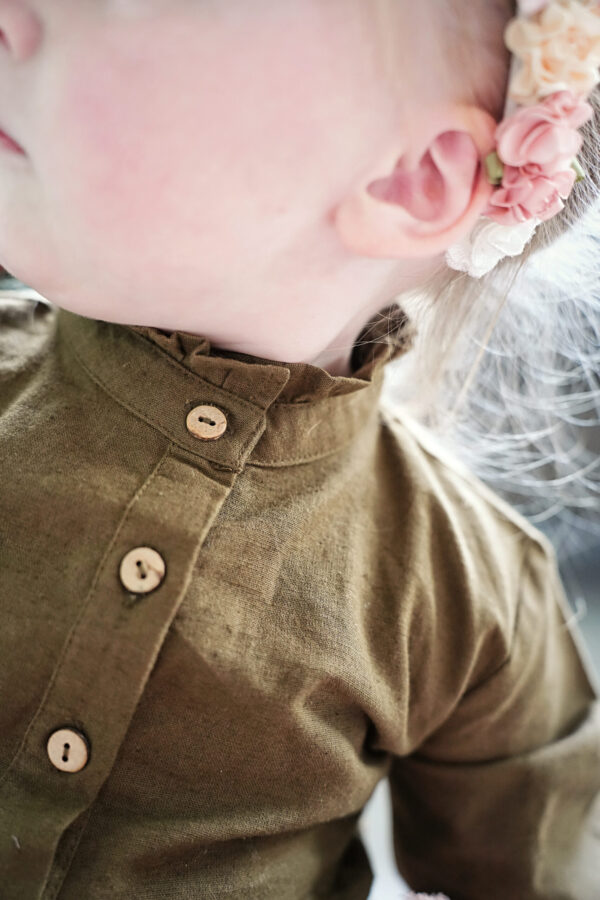 Kendall Ruffled Collar buttondown Shirt - Brown