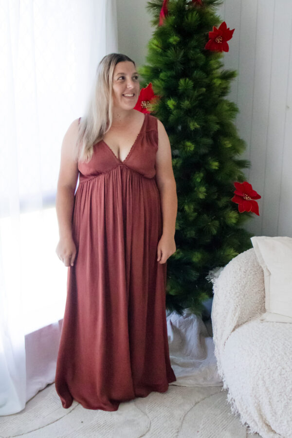 Ashley Dress - Red 100% Silk Satin