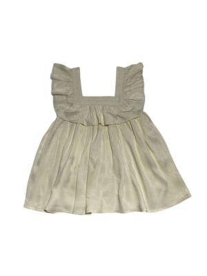 Goldie Kids Square neck ruffle Dress - Cream 100% Silk Satin