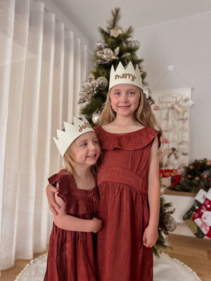Milla Satin Ruffle neck kids - Red