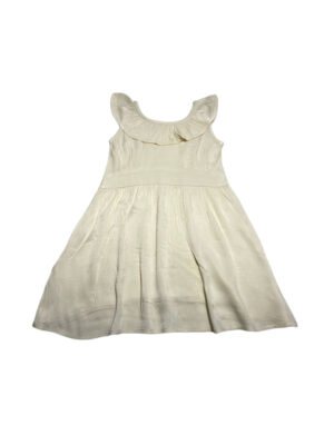 Milla Kids Ruffle Neck Dress - Cream 100% Silk Satin