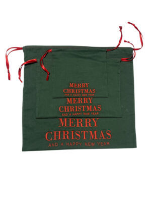 Green Christmas Gift Bags – Reusable Small Medium and Large Christmas Gift Bag – Drawstring Sack – Drawstring Santa Sack Gift Bags