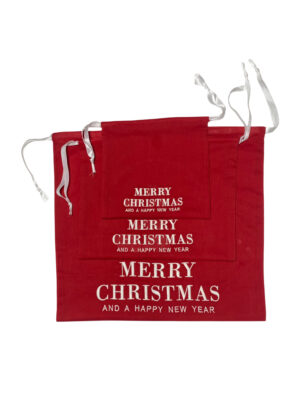 Red Christmas Gift Bags – Reusable Small Medium and Large Christmas Gift Bag – Drawstring Sack – Drawstring Santa Sack Gift Bags