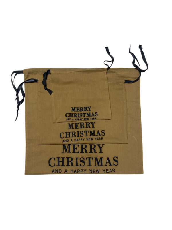 Beige Christmas Gift Bags – Reusable Small Medium and Large Christmas Gift Bag – Drawstring Sack – Drawstring Santa Sack Gift Bags